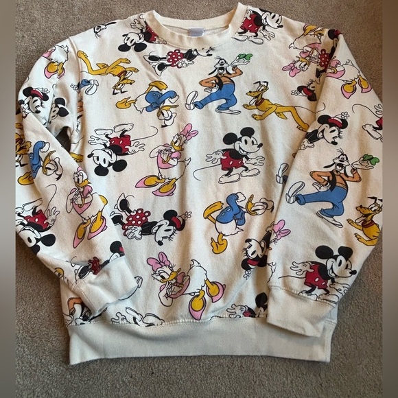 Mickey & Friends Tops - Disney Women Sweatshirt Size Small (Jr 3-5) Mickey Minnie Daisy Donald Pluto S